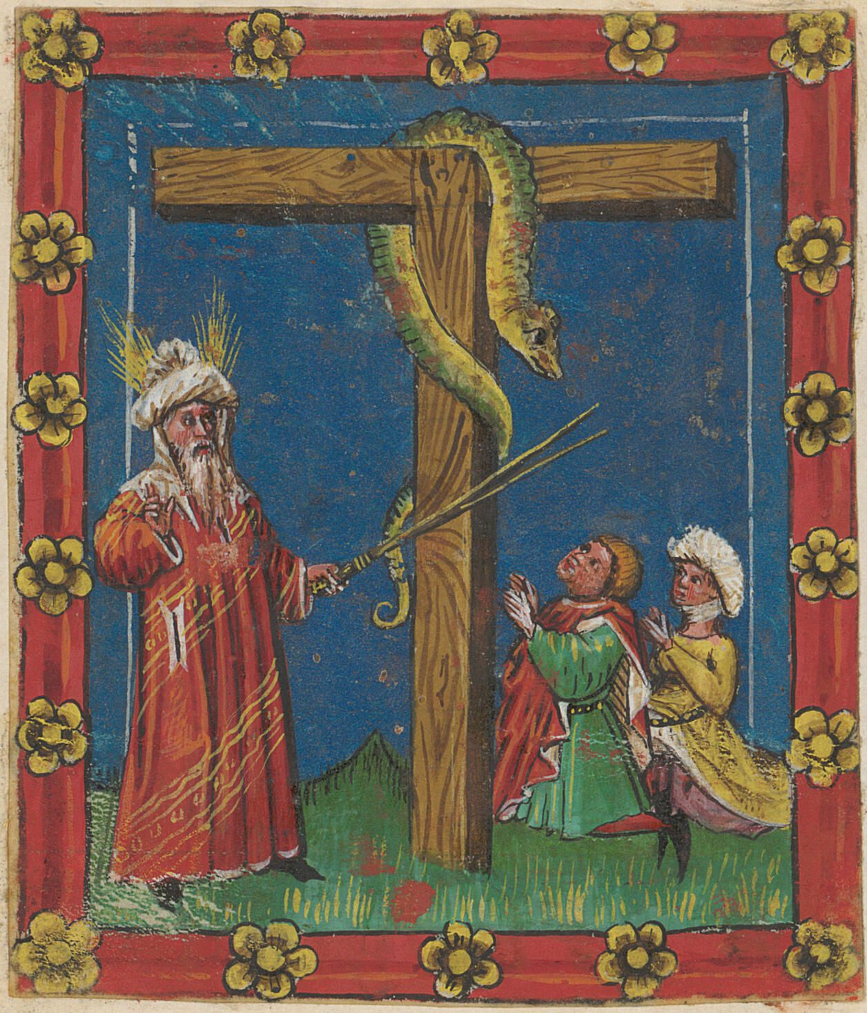 Initiale T mit Moses und der ehernen Schlange (Anfang des Canon Missae)