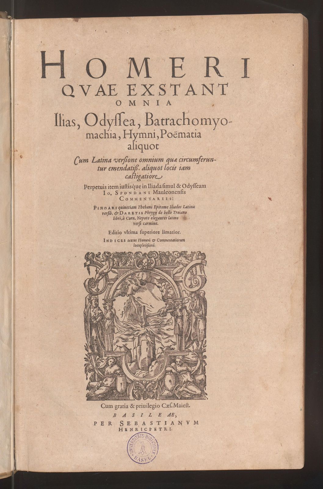 Homeri quae extant omnia. Ilias, Odyssea, Batrachomyomachia, Hymni, Poëmatia aliquot : Cum Latina versione omnium ... castigatiore