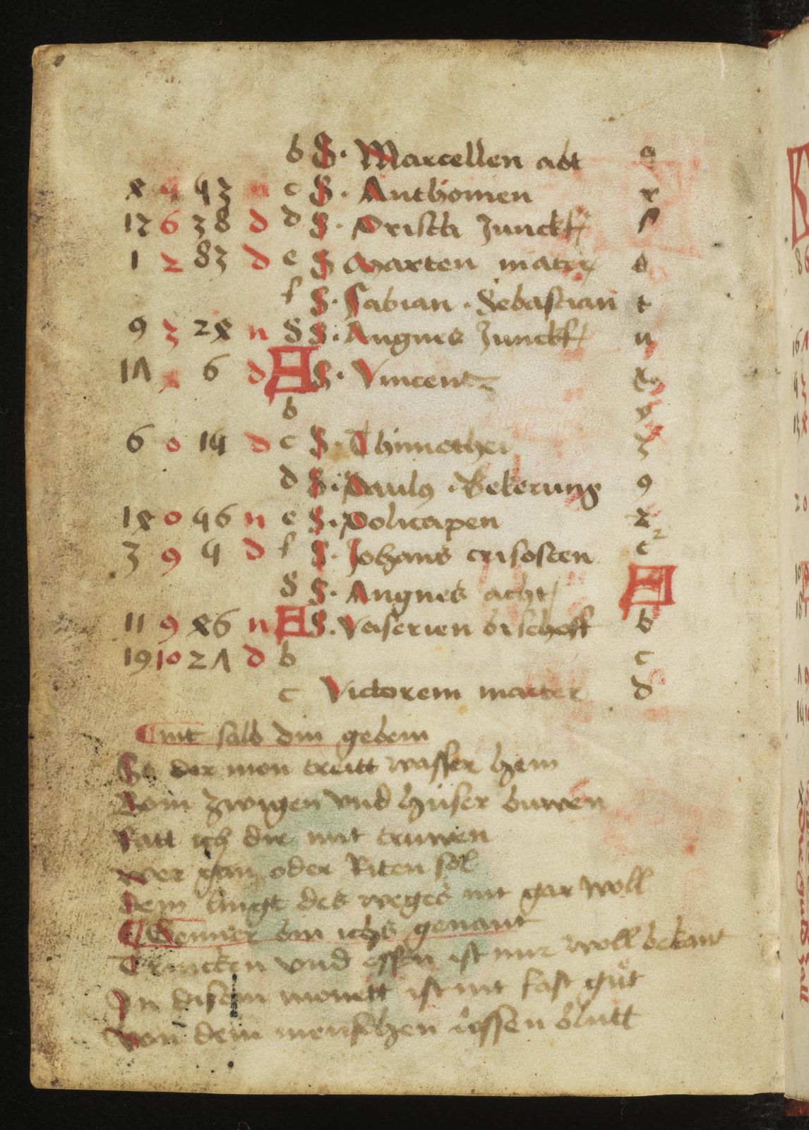Astrologischer Kalender der Diözese Basel, mit Monatsversen; Planetenverse