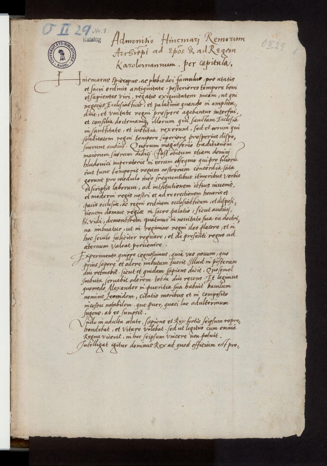 Sammelhandschrift mit Texten des Hinkmar von Reims