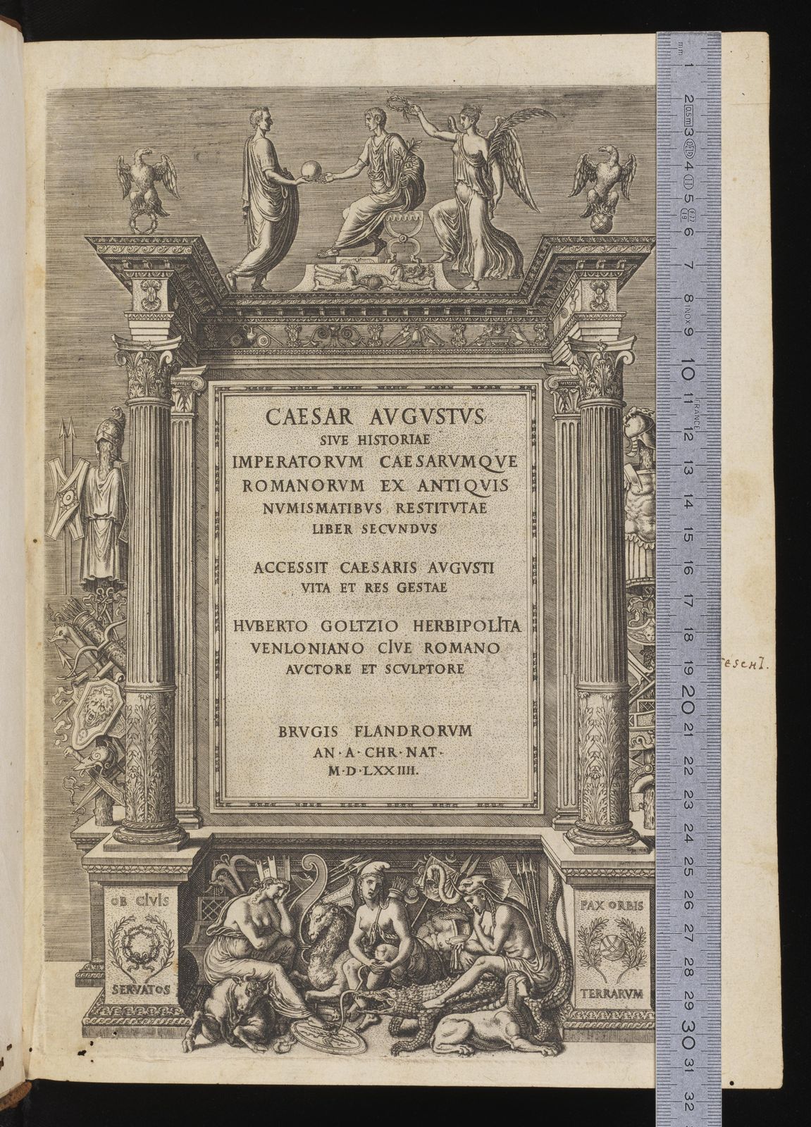 Caesar Augustus sive historiae imperatorum caesarumque Romanorum ex antiquis numismatibus restitutae liber secundus : Accessit Caesaris Augusti vita et res gestae