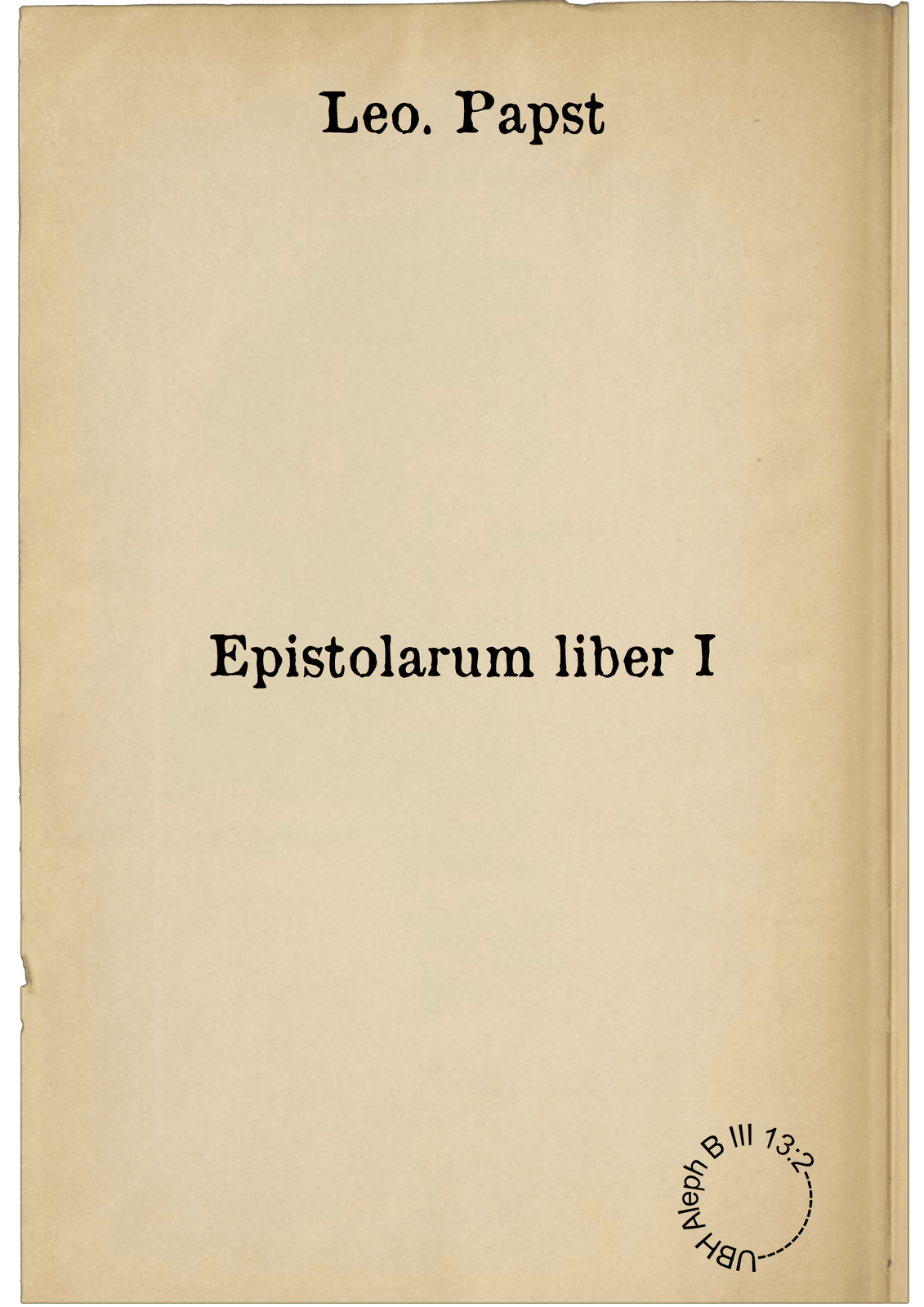 Epistolarum liber I