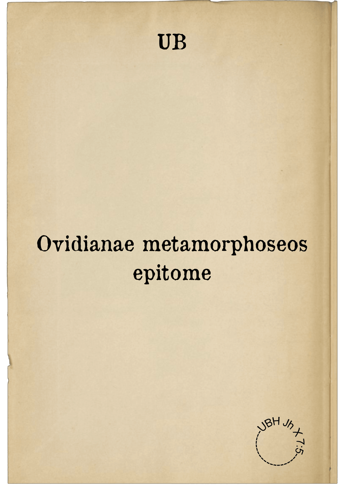 Ovidianae metamorphoseos epitome