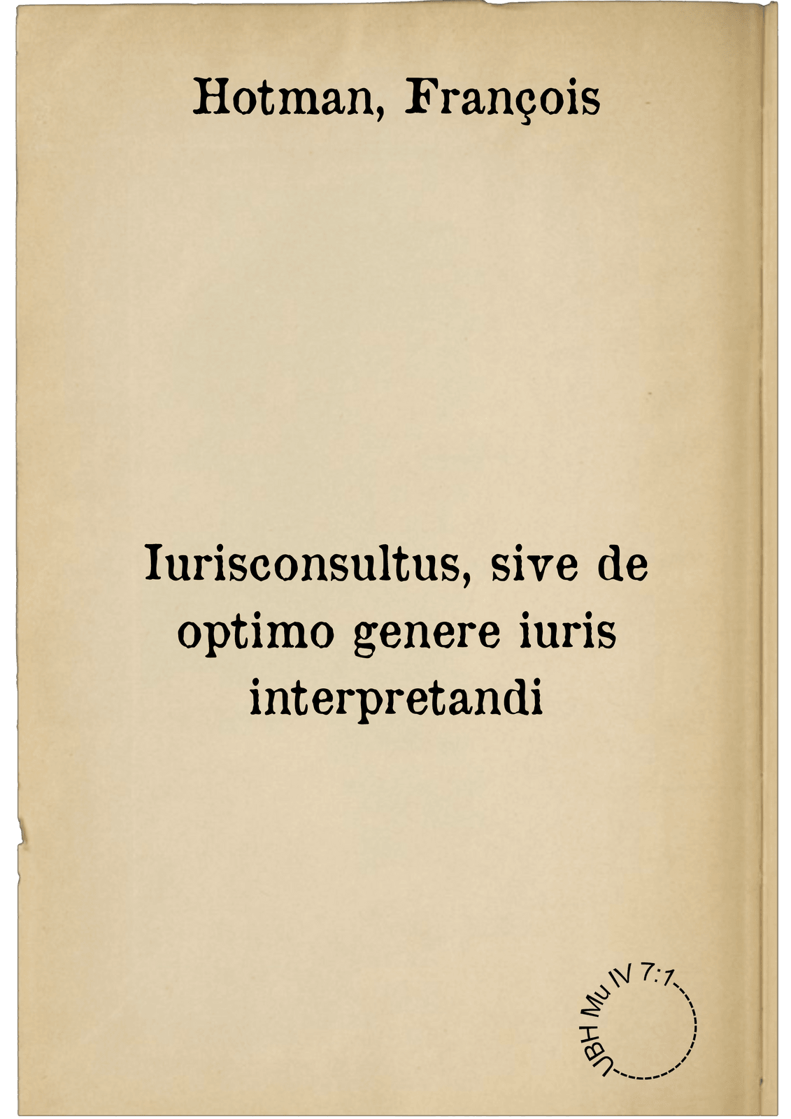 Iurisconsultus, sive de optimo genere iuris interpretandi