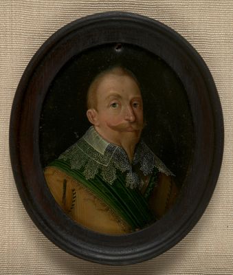 Bildnisminiatur des Königs Gustav Adolf von Schweden ( 1594-1632), nach rechts, im Oval