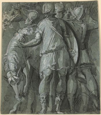 Krieger mit Pferden. Kopie nach einem Teilstück des Frieses am Palazzo Ricci mit Episoden aus dem Leben Mucius Scaevolas