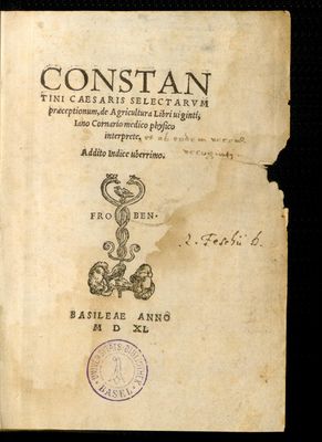 Constantini Caesaris selectarum praeceptionum, de agricultura libri viginti