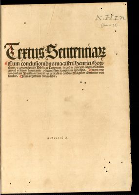 [Sententiarum libri IV]. [cum conclusionibus Henrici de Gorichem et concordantiis Bibliae ac Canonum]