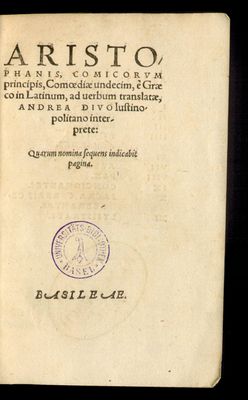 Aristophanis, comicorum principis, Comoediae undecim