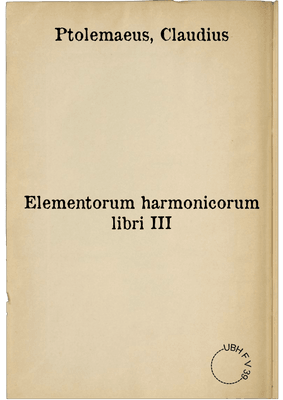 Elementorum harmonicorum libri III