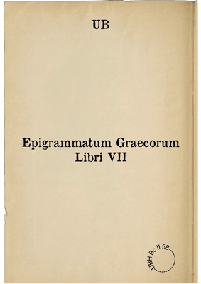 Epigrammatum Graecorum Libri VII