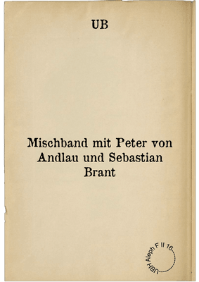 Mischband mit Peter von Andlau und Sebastian Brant