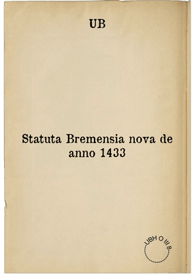Statuta Bremensia nova de anno 1433