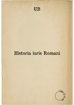 Historia iuris Romani