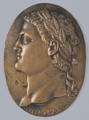 Bronzeplakette mit Bildnis des Otho