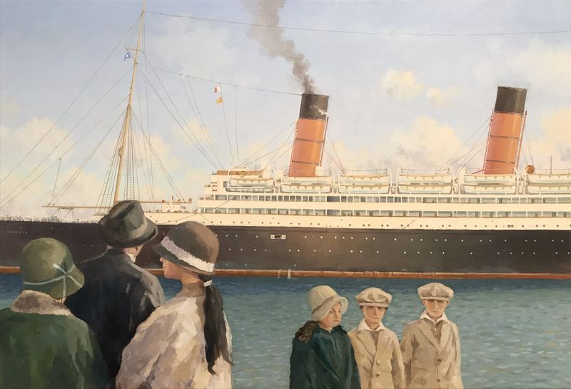 R.M.S. CARONIA / Cunarder in Le Havre / Oel auf Leinwand 60 x 80 cm / 2020
