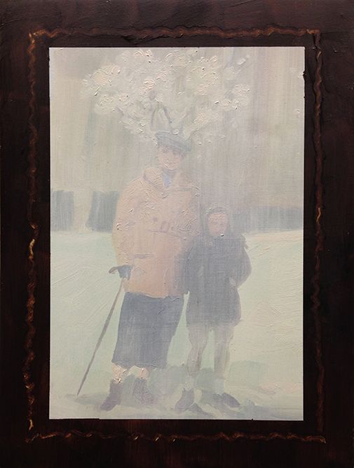 Mein Onkel und ich / Oil on panel 18 x 24 cm