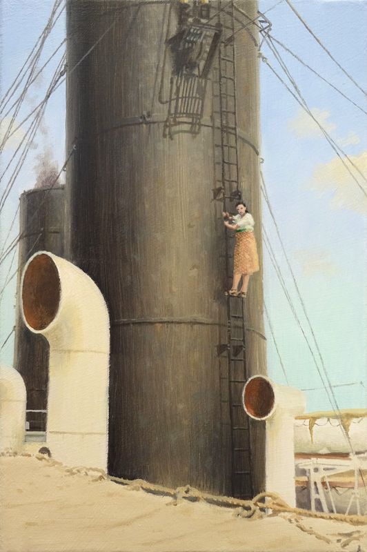 AUF DER KAMINLEITER / Oel auf leinwand 20 x 30 cm / 2020 *