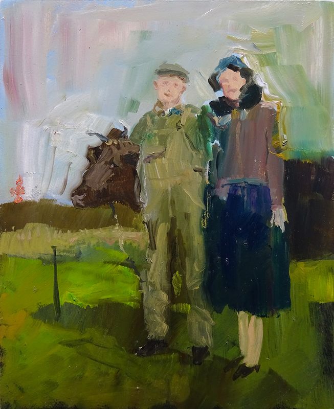 Meine Freundinnen / Oil on panel 24 x 30 cm