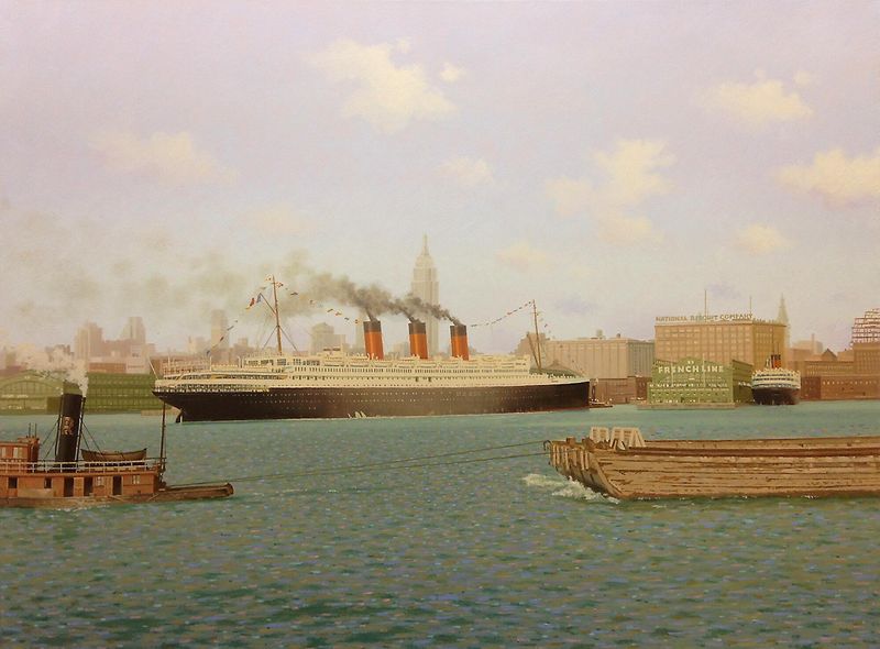 S.S. PARIS in New York 1934 / Oil on canvas 60 x 80 cm *