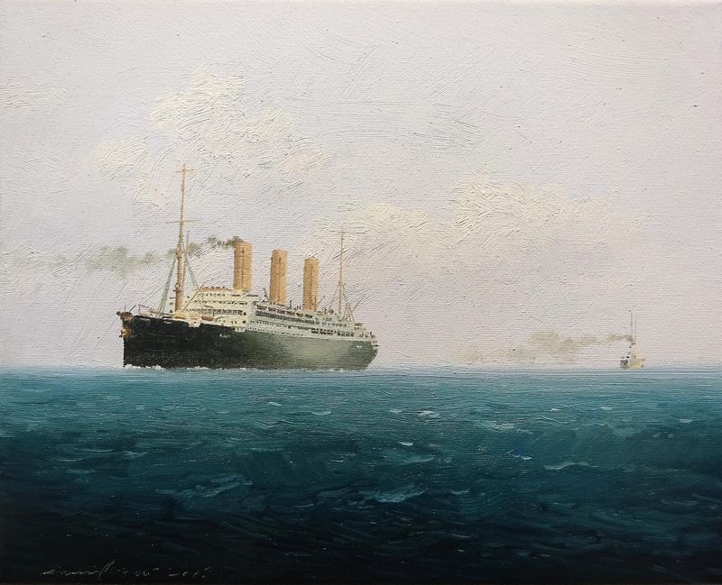 S.S. IMPERATOR Hapag / Oil on canvas 24 x 18 cm / 2016 *