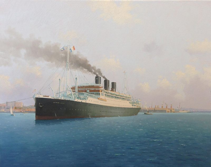 MARIETTE PACHA from the Messageries Maritime in the 30's. / Oil on canvas 50 x 40 cm