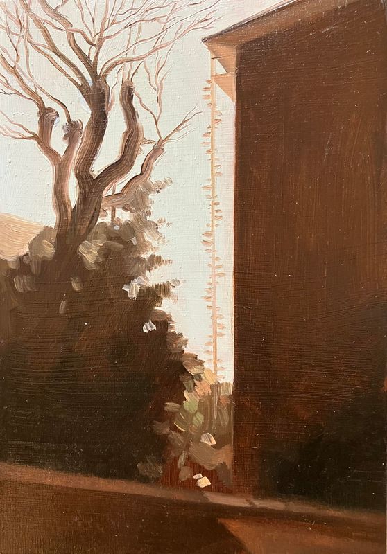 Katzenleiter / Oel auf Holz 14x21cm / 2014