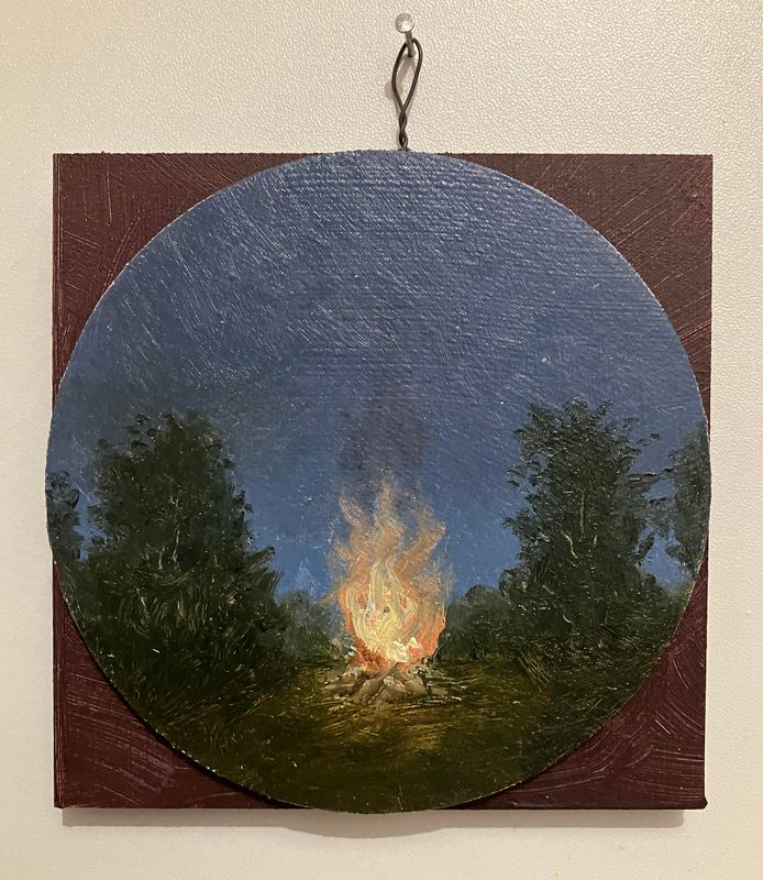 Nachtfeuer / Oel auf Leinwand 10x10cm / 2023