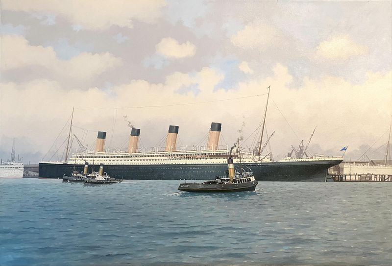 R.M.S. OLYMPIC in Southampton 1931 / Oil on canvas 55 x 80 cm / 2017