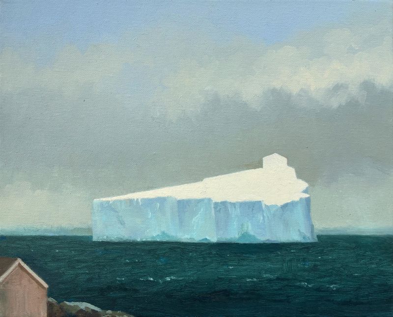 Eisberg mit Haus / Oel auf Leinwand 30x24 / 2025
