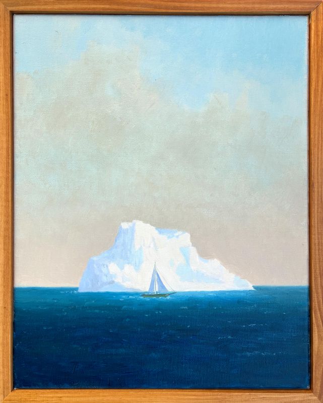 Eisberg mit Segelboot / Oel auf Leinwand 24x30 / 2025