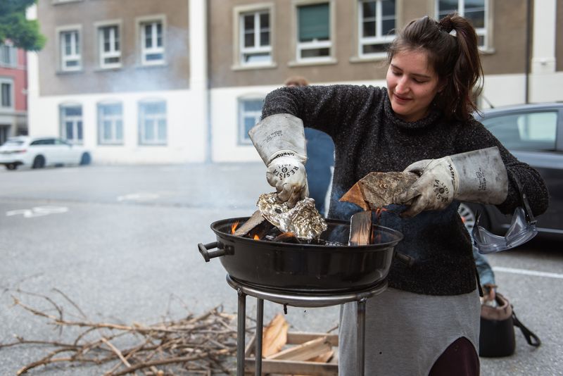 Der Fladen gegrillt