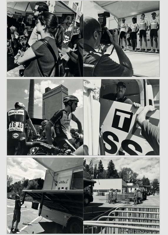 Contre La Montre | Le départ du Tour de Romandie 2018 à FribourgBehind the Scenes - Tour de Romandie 2018 starting in Fribourg the international World Tour UCI-racing-seasonThe Tour de Romandie is a stage race for cyclists, founded in 1947. The internationally renowned World Tour competition is held in the French part of Switzerland.
20 professional cycling teams participate in this six days race with
130 cyclists and 360 attendants, many journalists and 100 technicians. The advertising caravan is a full-fledged component of the Tour&#39;s show.
The prologue and the start of the first stage were held in my hometown Fribourg on april 24th and 25th 2018.
For two days the small city of Fribourg was dominated by this widely broadcasted event.
I&#39;ve discovered it with a curious eye - many interesting situations presented themselves to my camera.
The entire portfolio has been created with a smart phone camera directly in square format - my preferred image format.