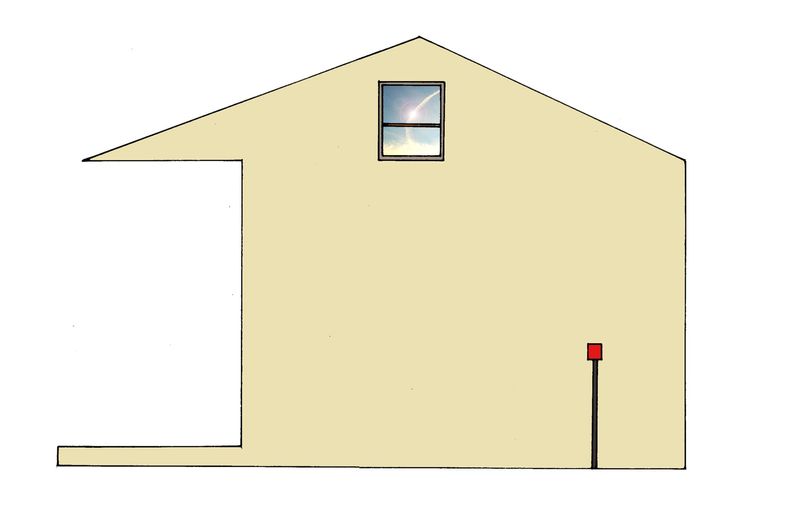 Die Modellhäuser habe ich mit Photoshop entworfen und dann aus Karton gebaut. In den Spiegelungen der Fenster und in den Einblicken in die Innenräume sind Fotografien aus meinem privaten Archiv zu sehen. Die Seiten der Häuser wurden mit den Photoshopentwürfen beklebt.