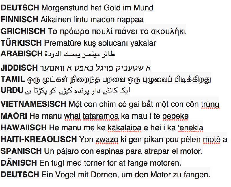 Ömer Karaman, Morgenstund hat Gold im Mund - einmal um die Welt geschickt via Google Translate