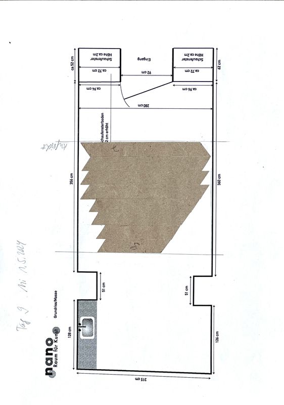 day eight, layout, SPACE CONSTRUCTION, meditation on cardboard