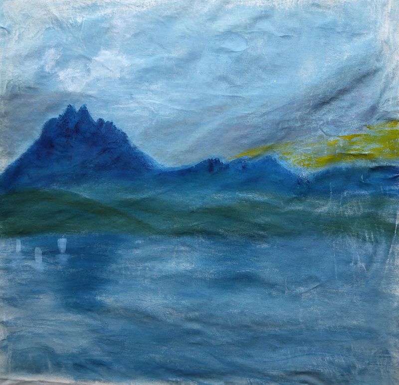 Berg & See - 80 x 80 cm - Öl auf Baumwolle