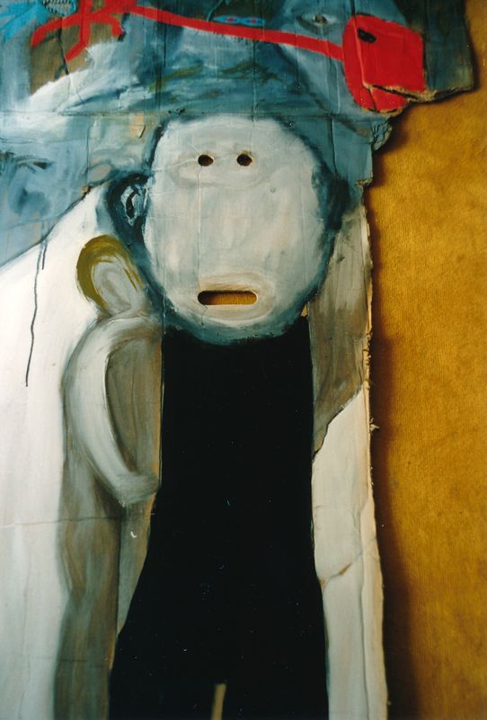 Offner Mund, Acryl auf Karton, 1990, 100 x 60 cm