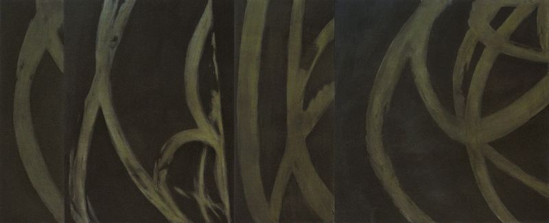 2008 Nr 22 (©2010, ProLitteris, Zürich), 145 x 358 cm (vierteilig), Acryl auf Baumwolle