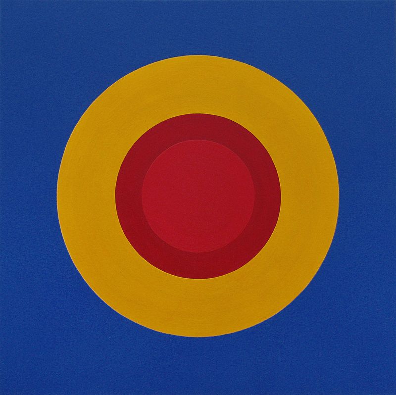 2002 Nr 13, (©2014, ProLitteris, Zürich), 90 x 90 cm; Dispersionsbinder, Pigment auf Baumwolle