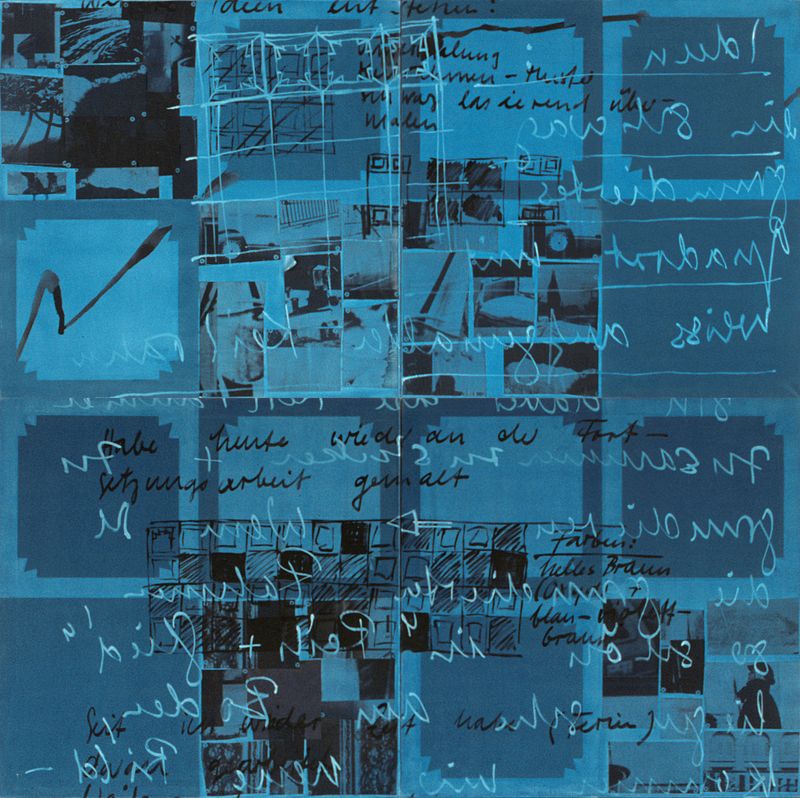 1992 Nr 1 Blau (©2014, ProLitteris, Zürich), 200 x 200 cm (vierteilig), Öl und Fotoleinwand auf Baumwolle