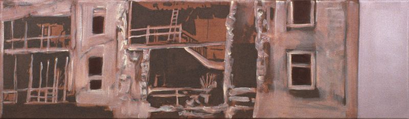 1998 Nr 13 &quot;Ruine&quot; (©2014, ProLitteris, Zürich), 20 x 70 cm, Öl auf Baumwolle, (Privatbesitz)