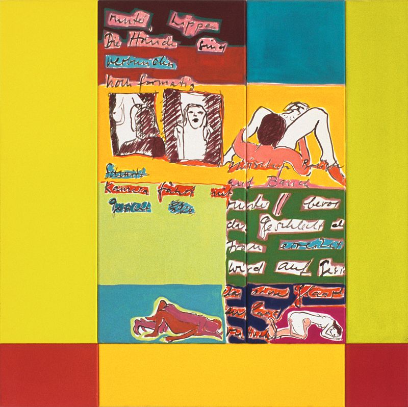 1998-99 Nr 18 (©2014, ProLitteris, Zürich), 83 x 83 cm (siebenteilig), Öl auf Baumwolle