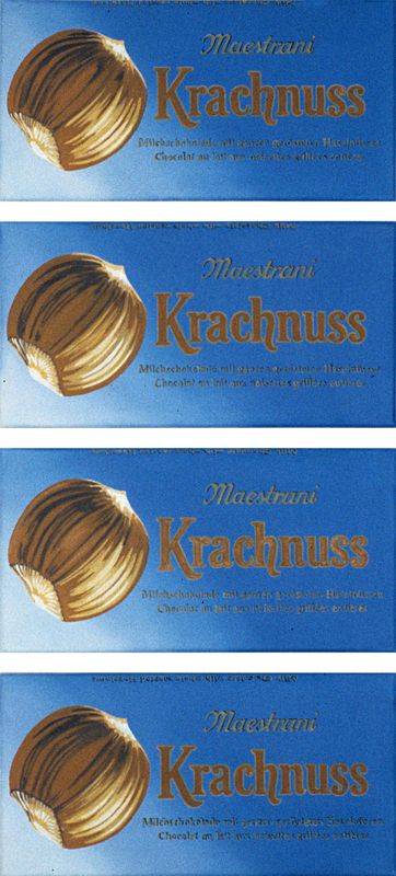 2000/01 Krachnuss, (©2014, ProLitteris, Zürich), 78 x 35 cm, Öl auf Baumwolle, vierteilig, (Privatbesitz)