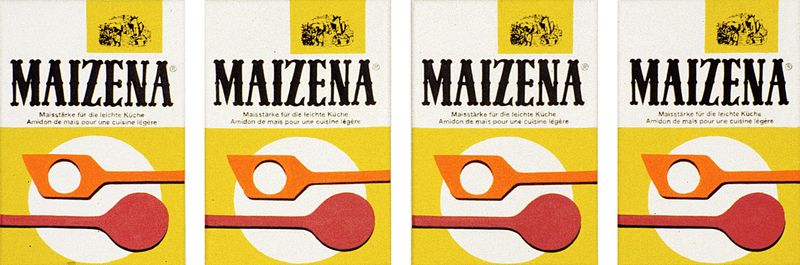 2000/01 Maizena, (©2014, ProLitteris, Zürich), 26 x 78 cm, Öl auf Baumwolle, vierteilig