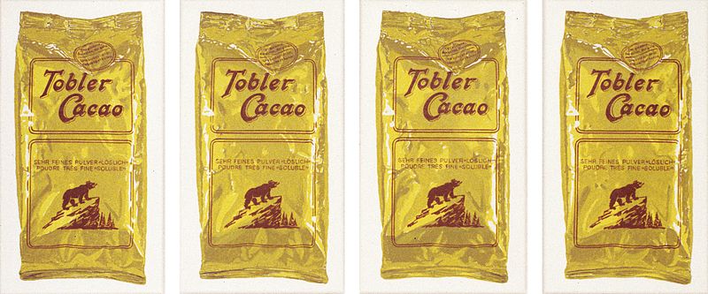 2000/01 Tobler Cacao, (©2014, ProLitteris, Zürich), 32 x 82 cm, Öl auf Baumwolle, vierteilig