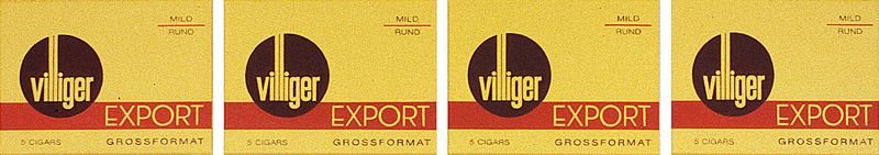 2000/01 Villiger Export, (©2014, ProLitteris, Zürich), 29 x 166 cm, Öl auf Baumwolle, vierteilig