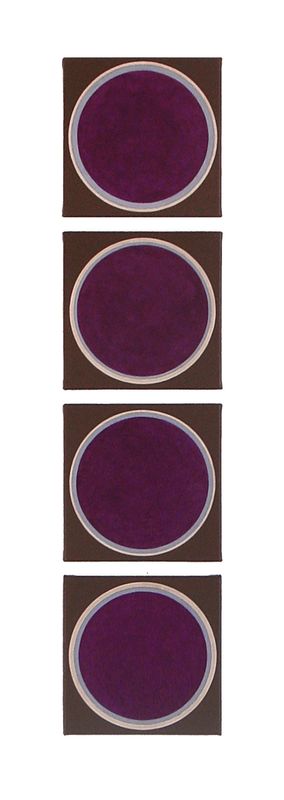 2002 Rotkohl, (©2014, ProLitteris, Zürich), vier je 23 x 23 cm, Dispersionsbinder und Pigment auf Baumwolle