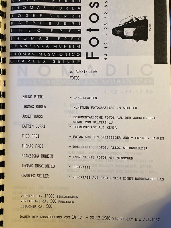 Photoausstellung Bruno Bieri Thomas Burla Katri Burri Theo Frey Thomas Frey Franziska Muheim Thomas Muscionico Charles Seiler Josef Burri