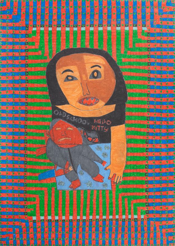 o.t., 2025 Buntstift auf Papier, 70 × 50 cm